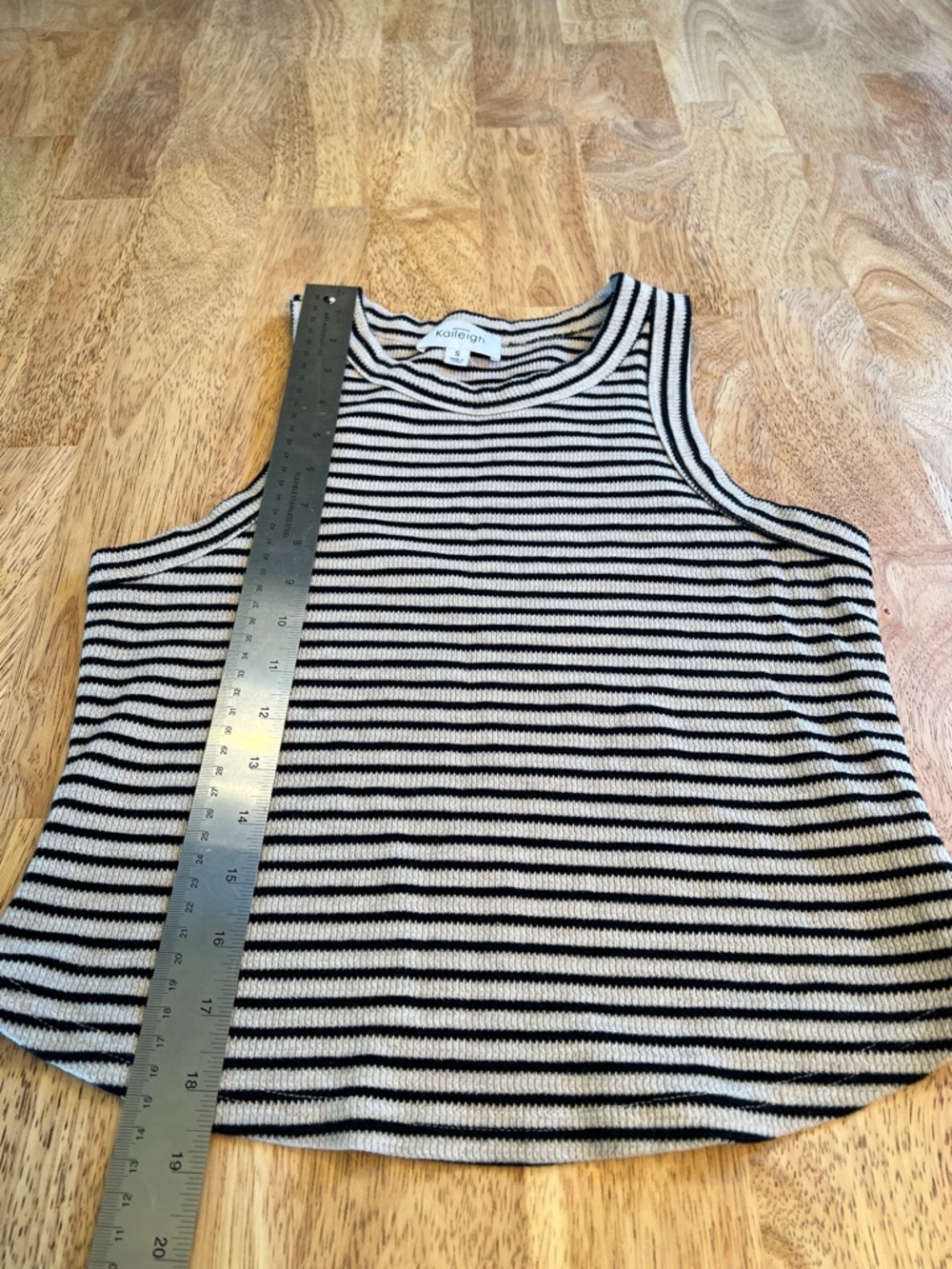 Kaileigh Racerback Striped Tank Top Black/Tan Size Small - Picture 11 of 11